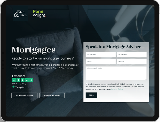 An iPad with mortgage advice web page showing