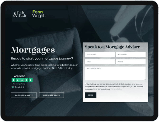 A tabled showing Fitch & Fitch and Fenn Wright mortgage options